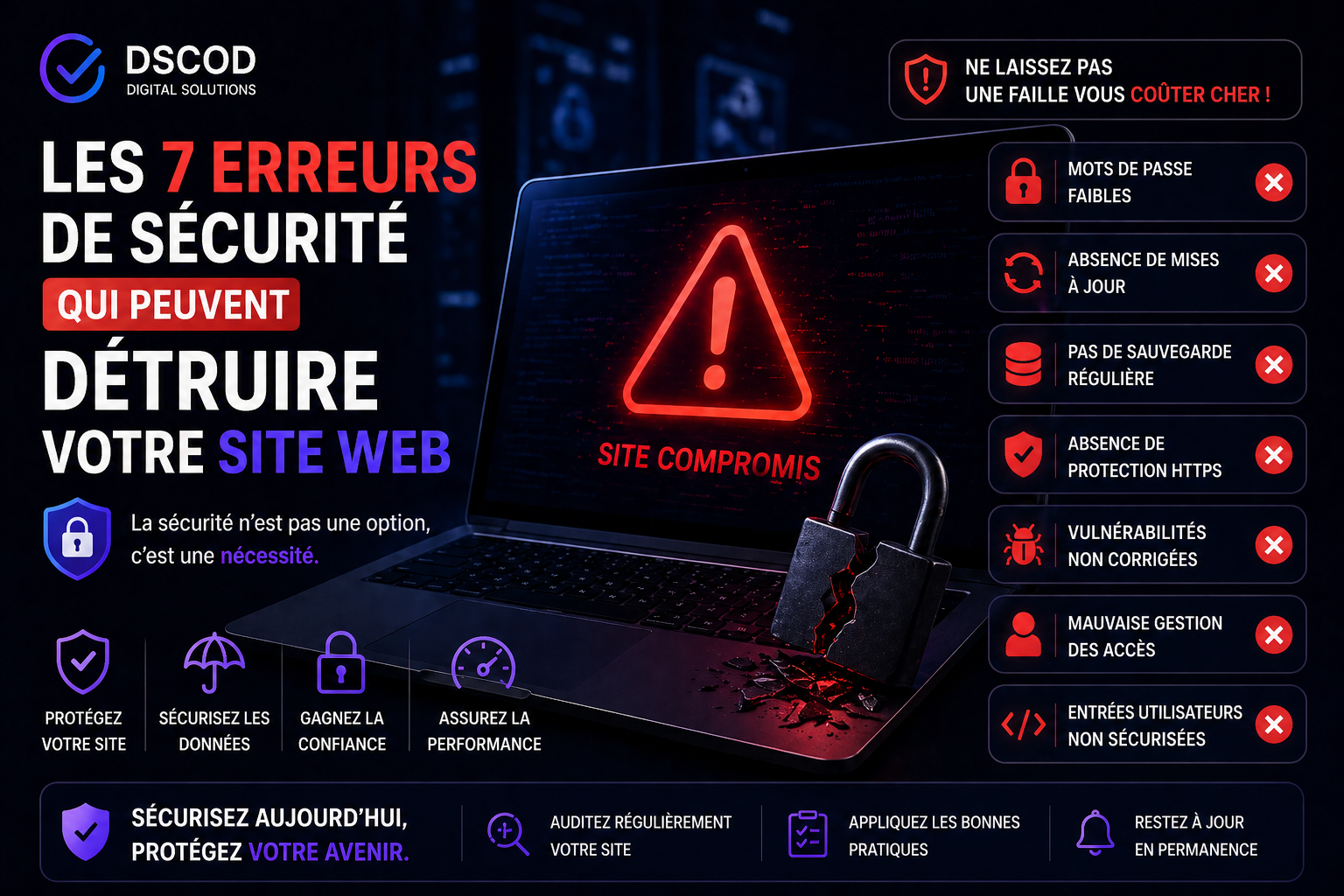 Les 7 erreurs de sécurité qui peuvent détruire votre site web