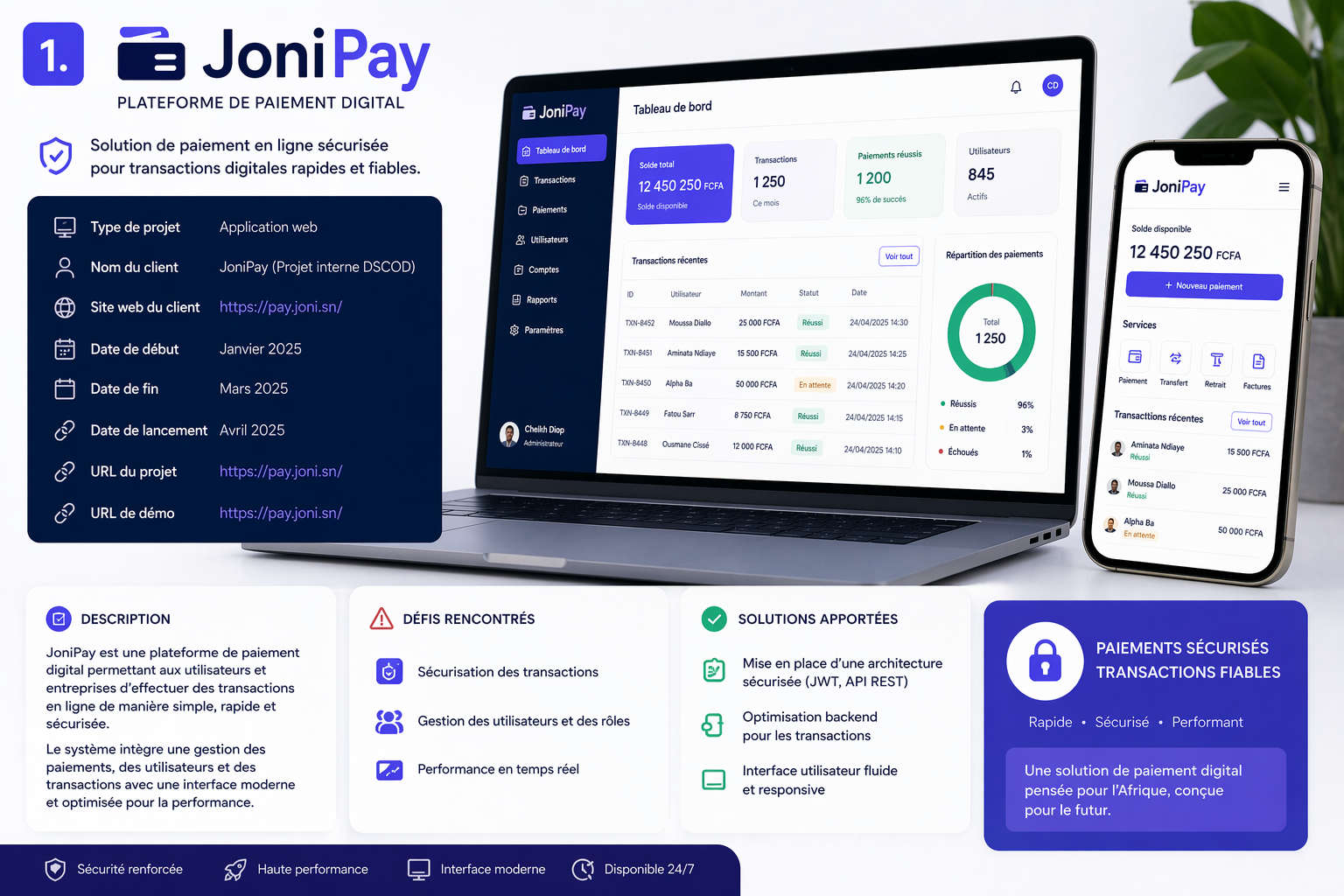 JoniPay – Plateforme de paiement digital